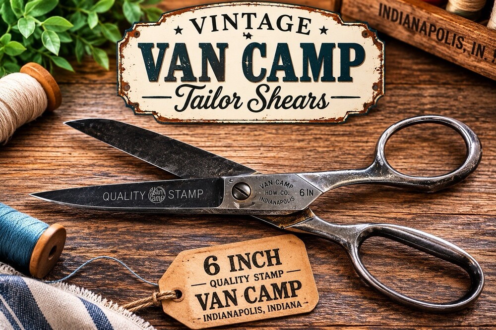 Antique Van Camp 6 Inch Sewing Shears Scissors Indianapolis IN Vintage
